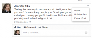 Delete Own Facebook Post