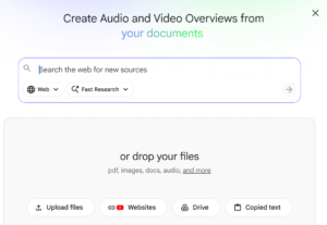 Upload screen from NotebookLM